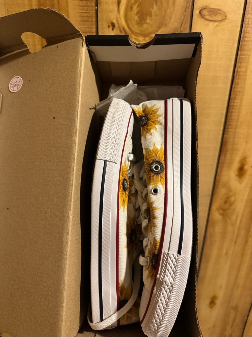Hand painted sunflower white converse!